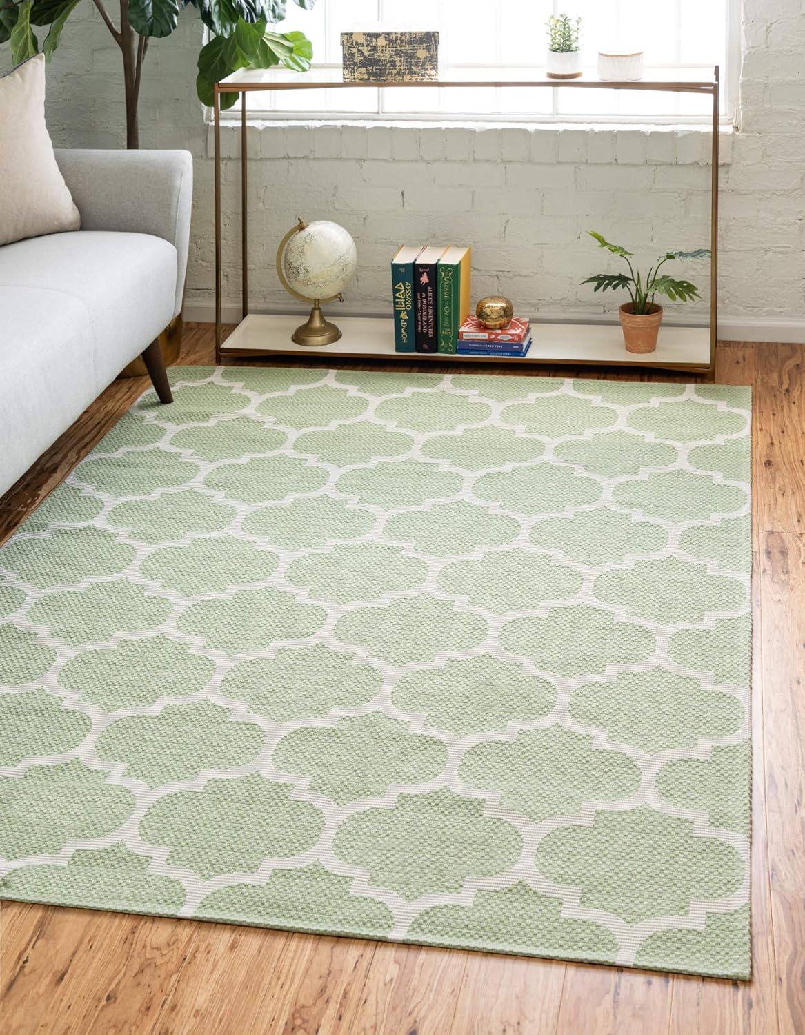 Unique Loom Decatur Collection Trellis Geometric, Modern Area Rug (2' 2 x 3' 0 Rectangular, Green/ Ivory)