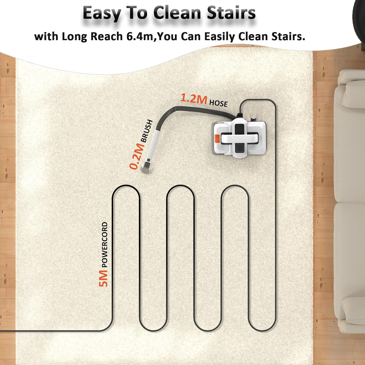 Carpet Stain Cleaner, Handheld Sofa Stain Cleaner, Wet Cleaning Machine, Vacuum Portable Compact Cleaning Machine,Cleaning Tool for Pets, Home Carpets, Sofas, car Seats