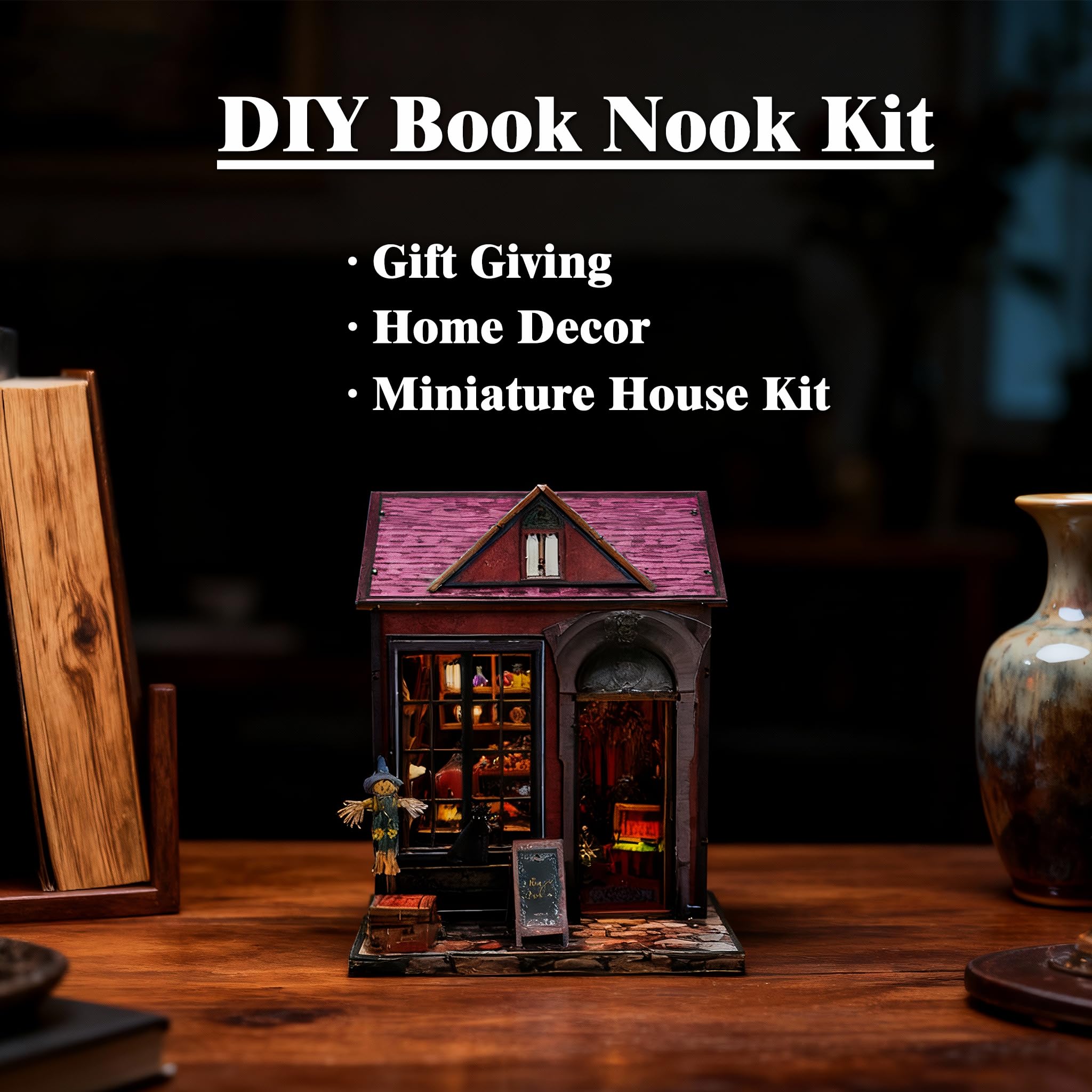 Joibabe DIY Miniature House Kit,Mini Buliding Kit,Magic Library Book Nook Kit for Adult and Teens Dollhouse,Tiny House - Image 3