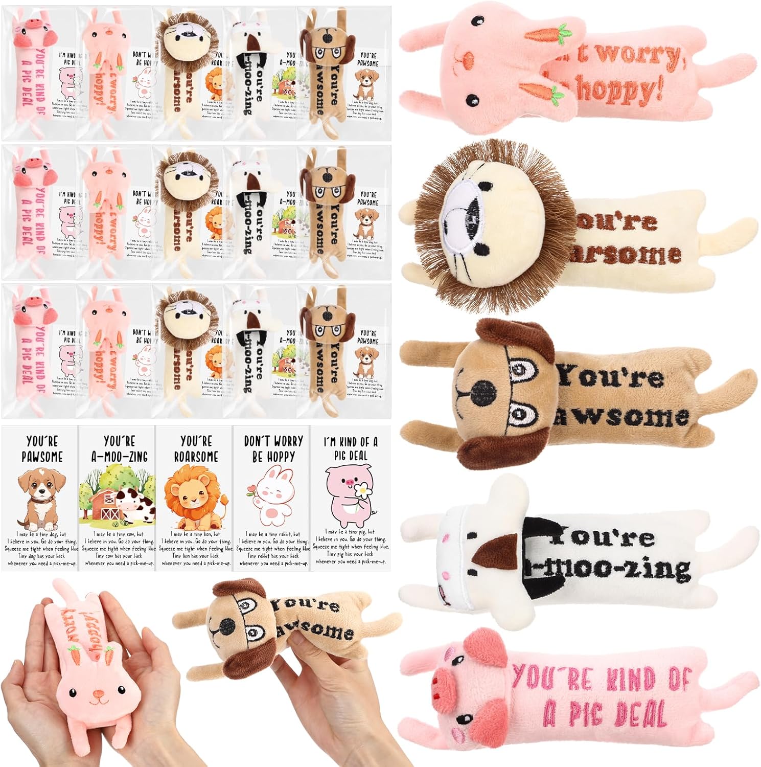 Civaner 25 Set Mini Plush Toys with Cards, 6.7" Stuffed Animal Birthday Party Favors, Bulk Gift Rewards, Birthday Goodie Bag Fillers, Carnival Pinata Prizes, Suitable for Age 4-8 Years Old