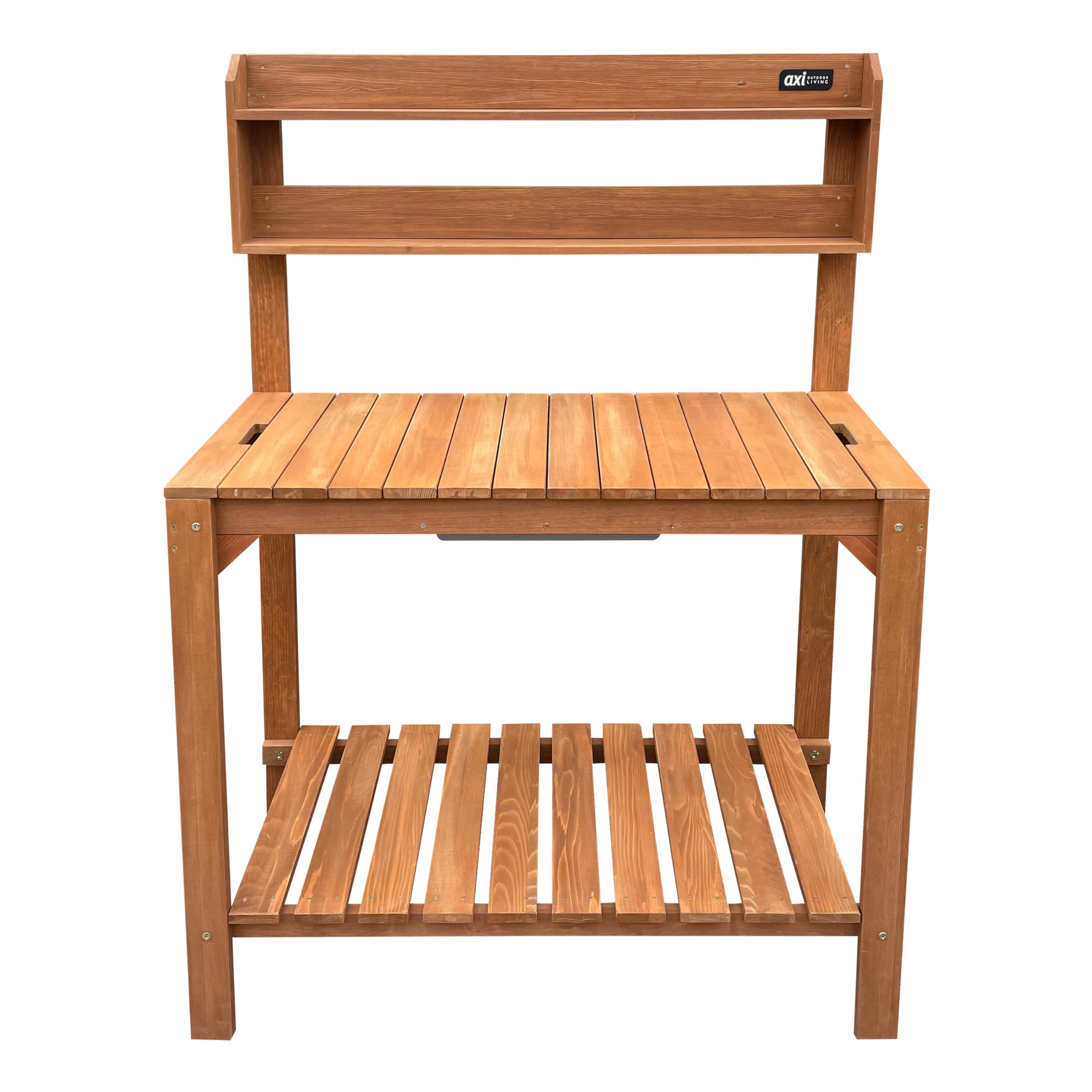 AXI Pflanztisch mit verschiebbarer Arbeitsplatte, Braun | FSC 100% Hemlock-Holz - Praktischer mit Stauraum für Garten/Balkon/Terrasse - 100 x 46 x 140 cm