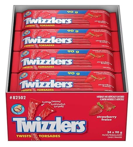 TWIZZLERS Licorice Candy, Strawberry, Valentines Candy, Bulk Candy, Bulk Candy to Share, 24 Count - Twizzlers Strawberry 24 Count