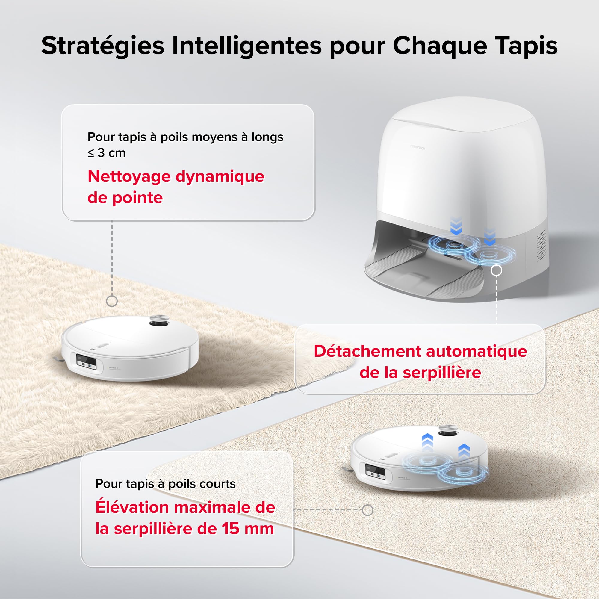 roborock Qrevo Curv 2 Pro Robot Aspirateur Laveur avec Station 3.0, 25000 Pa, Lavage à l'eau Chaude à 100 °C, Double Anti-enchevêtrements, Évitement d'obstacles et Navigation Améliorés, 7,98cm Mince