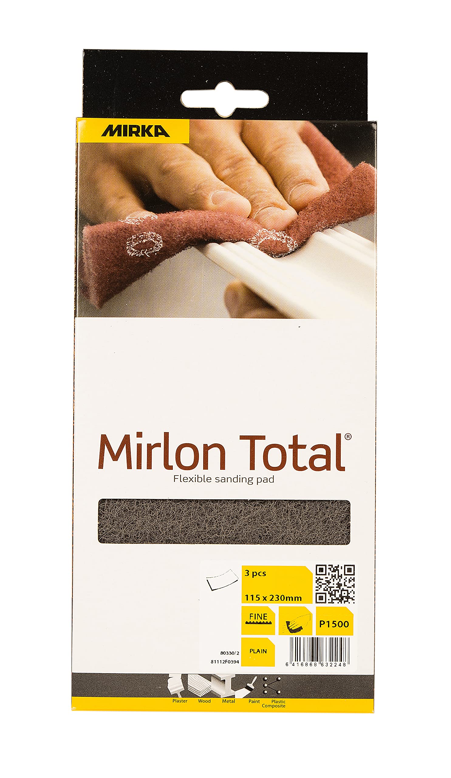 Mirka Mirlon Total Non-Woven Abrasive pads/Ultra Fine 1500/3 pcs / 115x230 mm, Grey, Grit 1500 - Image 2