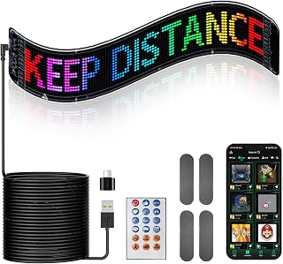 esonstyle LED Light Signs for Car, 23''x 4'' Flexible LED Matrix Panel, Bluetooth App Control DIY Programmable Scrolling Sign for Car Taxi Store Hotel
