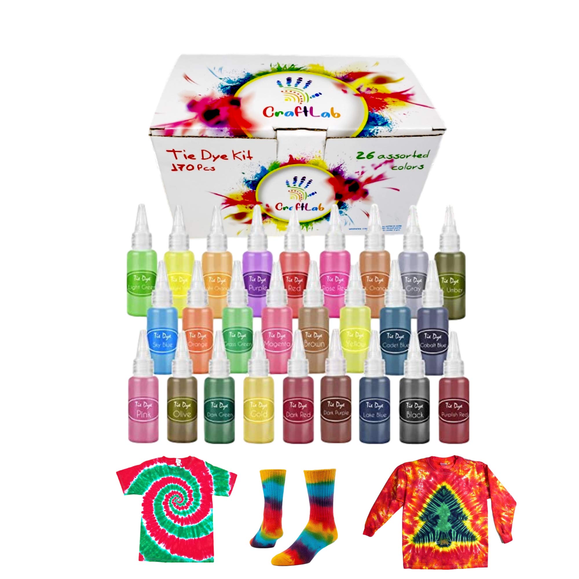 Buy CraftLab Tie Dye Kit, 170 Pcs 26 Colours Fabric Dye Set for
