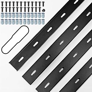 2 Pack 24”L x 3”W C Channel Steel Support, 3/4" Leg, Metal Support Bracing Hidden C Bracket for Table Top Live Edge Slab Woodworking, Black Coat Finish 4 Holes, Inserts & Bolts Included