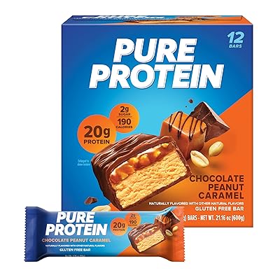 Pure Protein Bars, High Protein, Nutritious Snacks to Support Energy, Low Sugar, Gluten Free, Chocolate Peanut Butter, 1.76oz, 12 Count (Packaging May Vary)