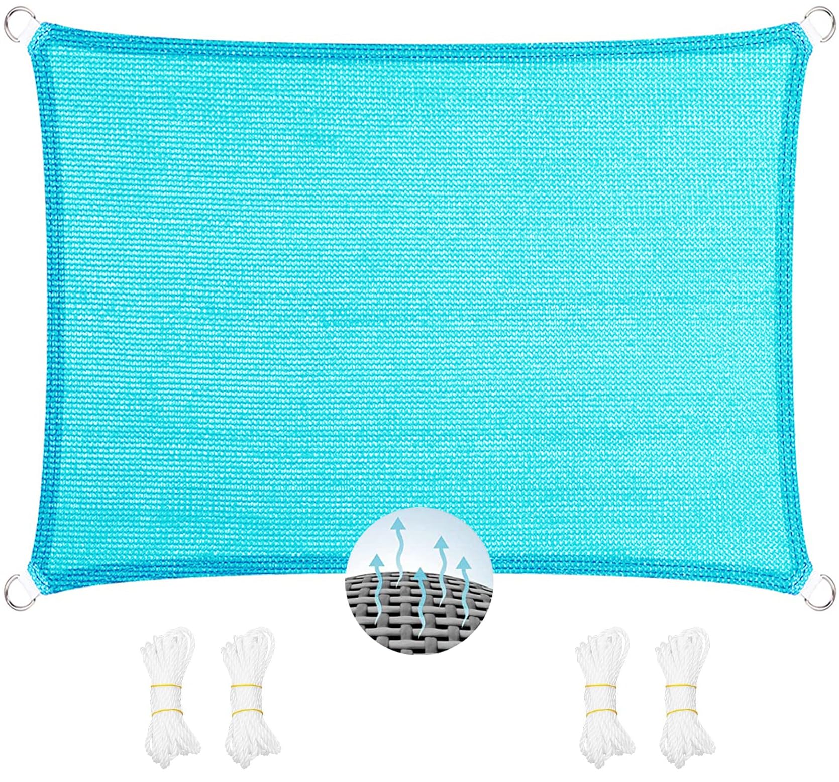 Voile d'ombrage rectangulaire 450x640 cm bleu ciel en HDPE pour jardin