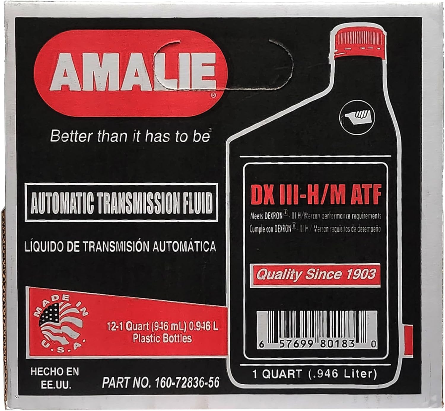 Amalie (160-72836-56-12PK) DEXRON III-H/MERCON Automatic Transmission Fluid - 1 Quart, (Pack of 12)