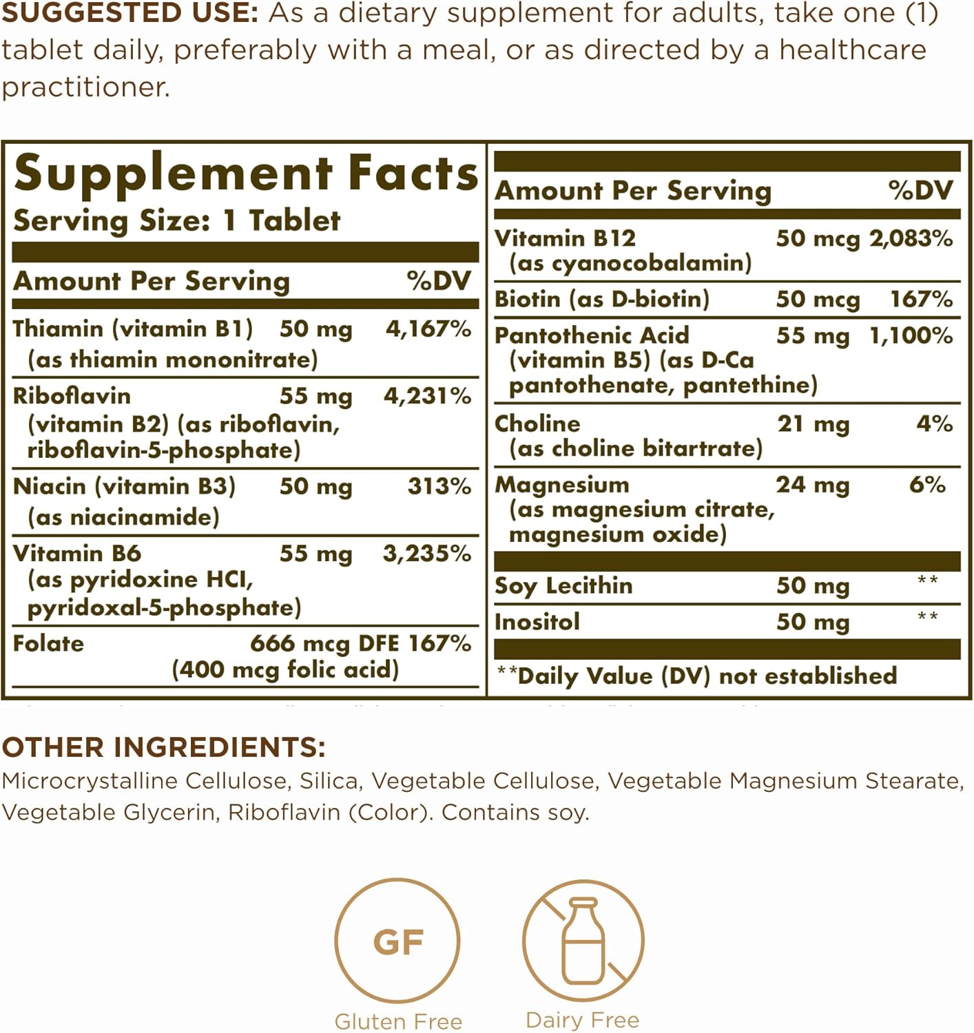 Solgar Megasorb B-Complex "50" - 100 Tablets - Supports Energy Metabolism - Non-GMO, Vegan, Gluten Free, Dairy Free - 100 Servings