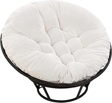 Papasan Chair Cushion 44" X 44", Corduroy Round Supportive Cushion Without Chair, Set of 1, Grey