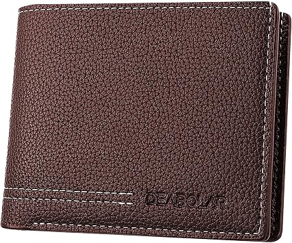Men Wallet Black PU Material 4 Card Holder 2 Money Pockets 3 Clear Window Suitable for Gifts without RFID Slim Small for Traveling