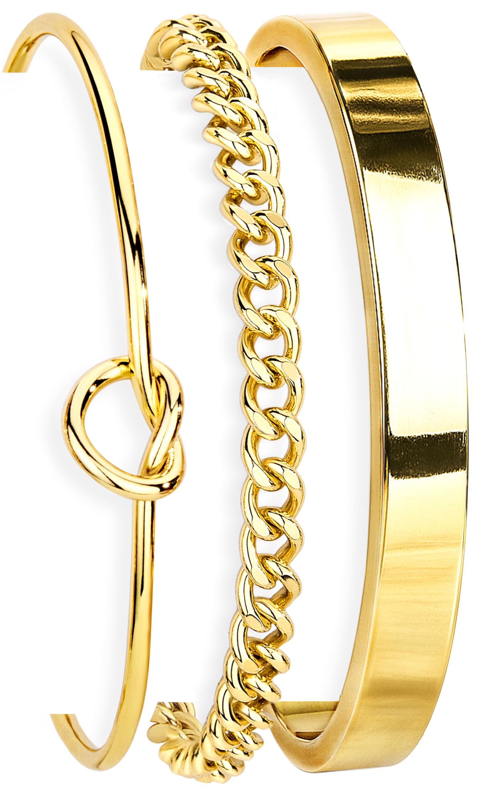 Gold Bangle Cuff Bracelet for Women Dainty 14K Gold Cuban Forever Love Knot Infinity Bracelets for Women Simple