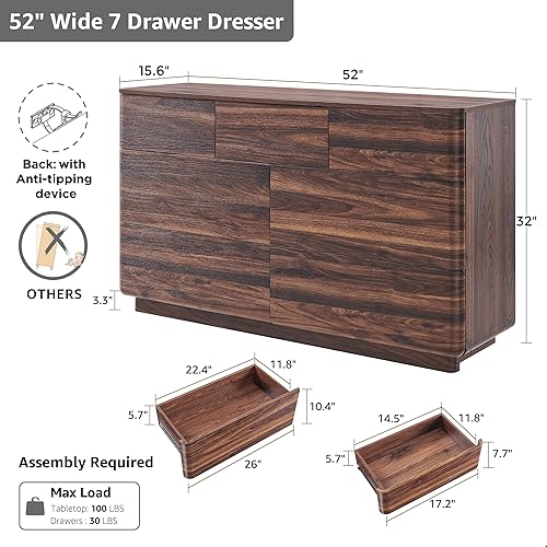 Miniatura 4 de Mesa de centro moderna de madera de granja de 48 pulgadas con 4 cajones de almacenamiento grandes mesa de centro decorativa rústica para sala de