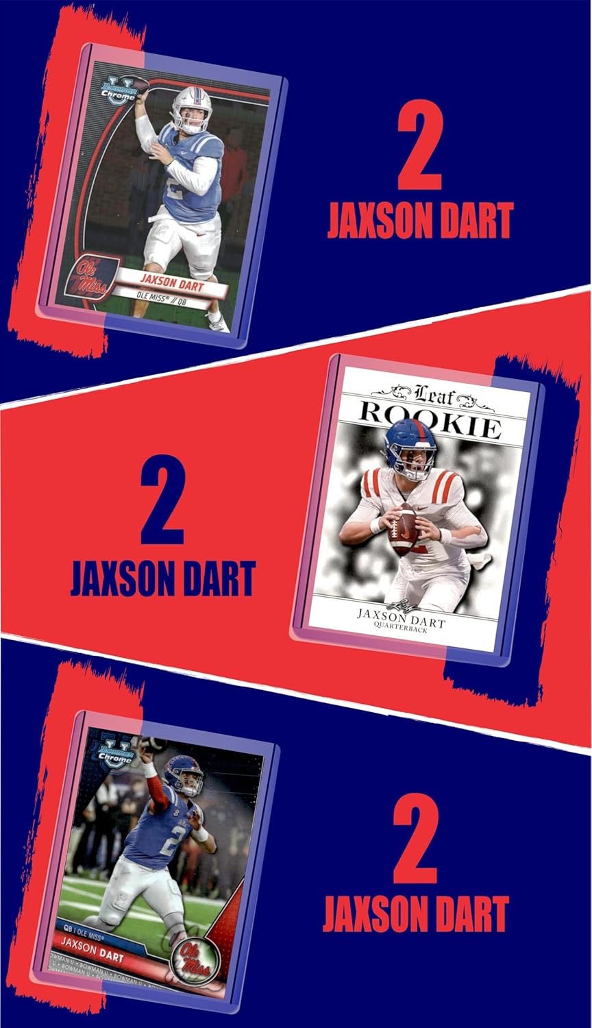Jaxson Dart Cards (3) Assorted Football Card Gift Pack - Ole Miss, New York Giants