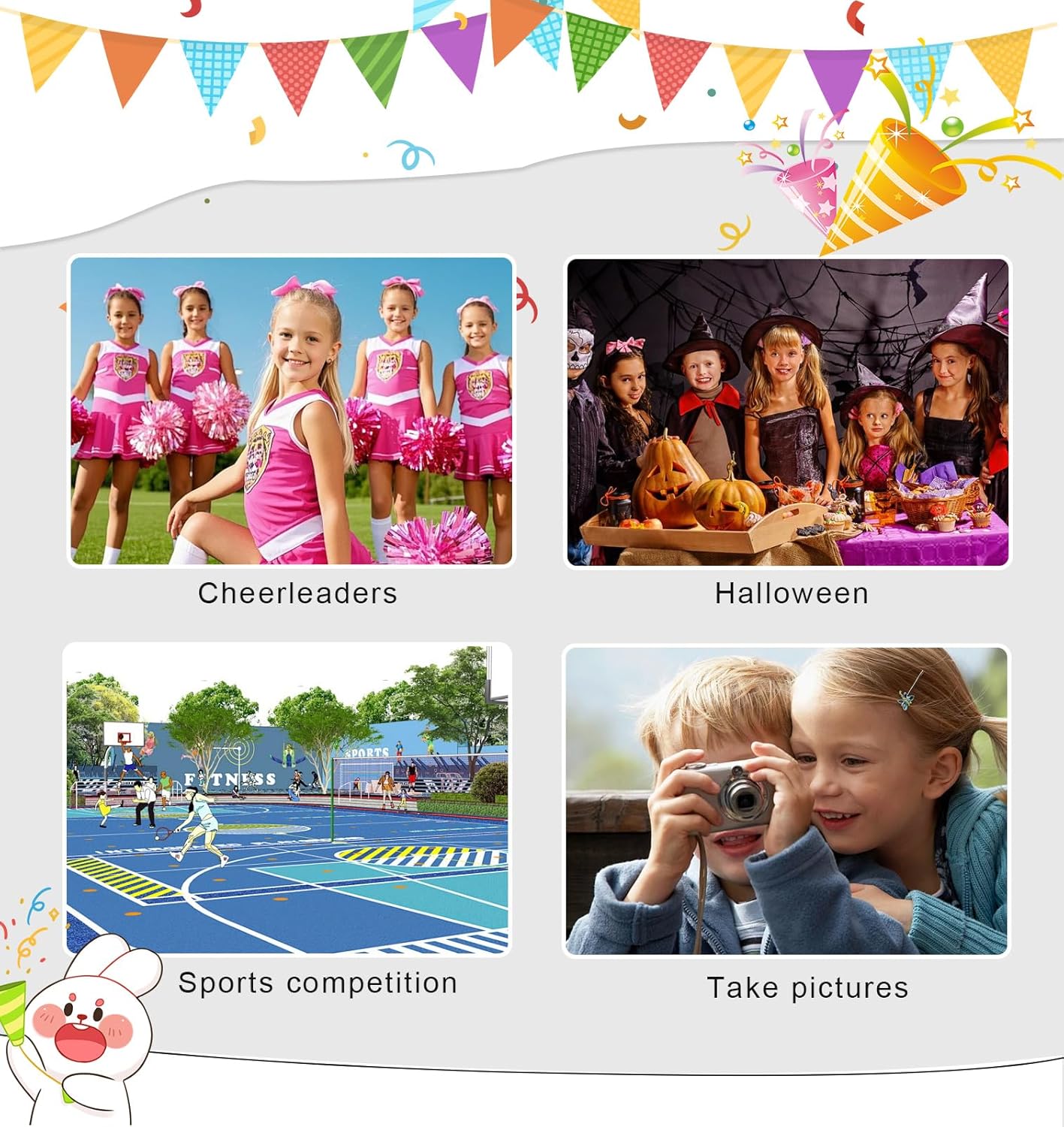 COTRIO Cheerleader Outfit for Girls Cheerleader Costume Cheer Practice Clothes Halloween Cheerleading Uniform with Pom Poms - Image 6