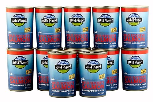 Miniatura 14 de Wild Planet Salmón salvaje Sockeye, sin piel y sin hueso, salmón enlatado, capturado de forma sostenible, sin OMG, Kosher 6 onzas (paquete de 12)