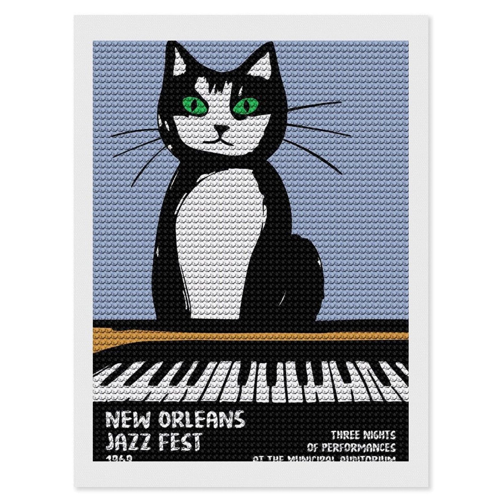 Junmoney New Orleans Jazz Fest Diamond Painting Canvas Set 12"x16", for Adults, Bedroom Decor, Good for Quiet Evenings, Festive Craft Gift