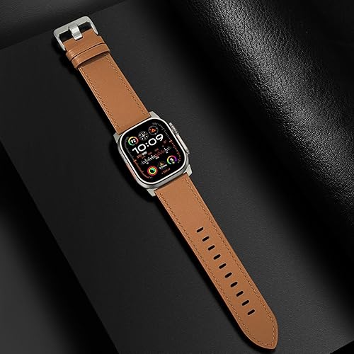 Vista 96 de UUPWPOKT Correa de cuero compatible con Apple Watch Ultra 3/2/1 Band de 1.929 in, 1.811 in, 1.772 in, 1.732 in, 1.654 in, correa de cuero genuino