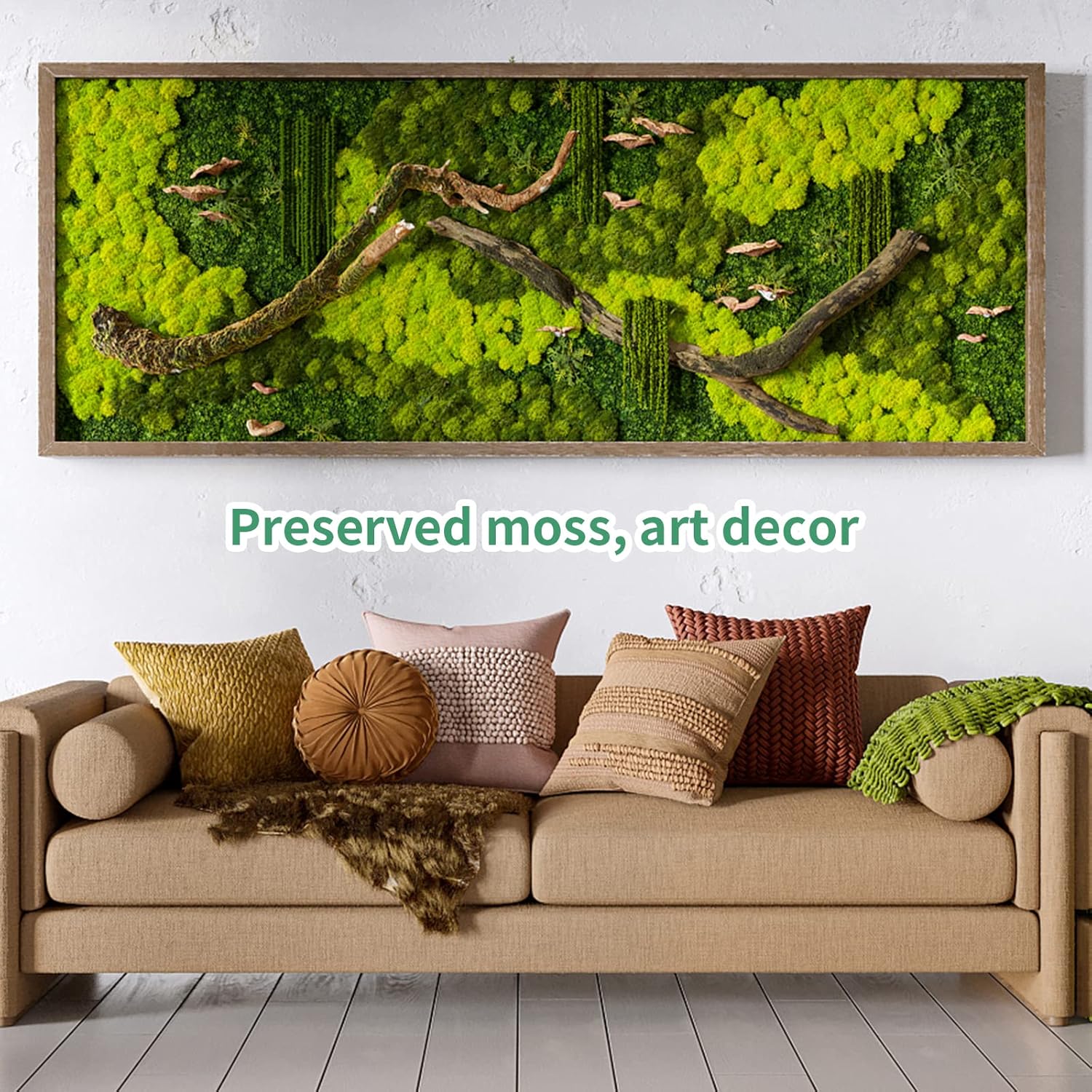 TurelinnG Preserved Moss 0.88LB Reindeer Craft Moss, Fake Moss Suitable for Flowerbeds, Crafts, Home Office Artistic Decoration Green