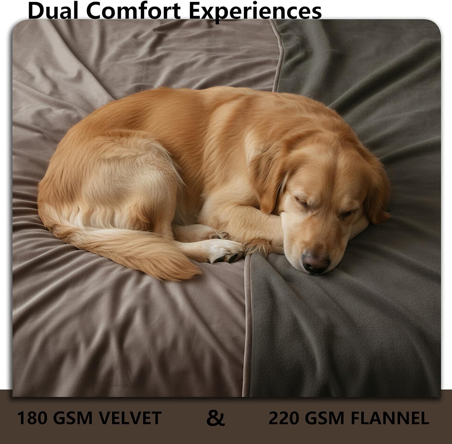 Waterproof Blanket for Bed King Size, Leak Proof Dog Couch Blankets Reversible, Pet Throw Sofa Furniture Protector Machine Washable-82 x108,Light Brown+Dark Brown