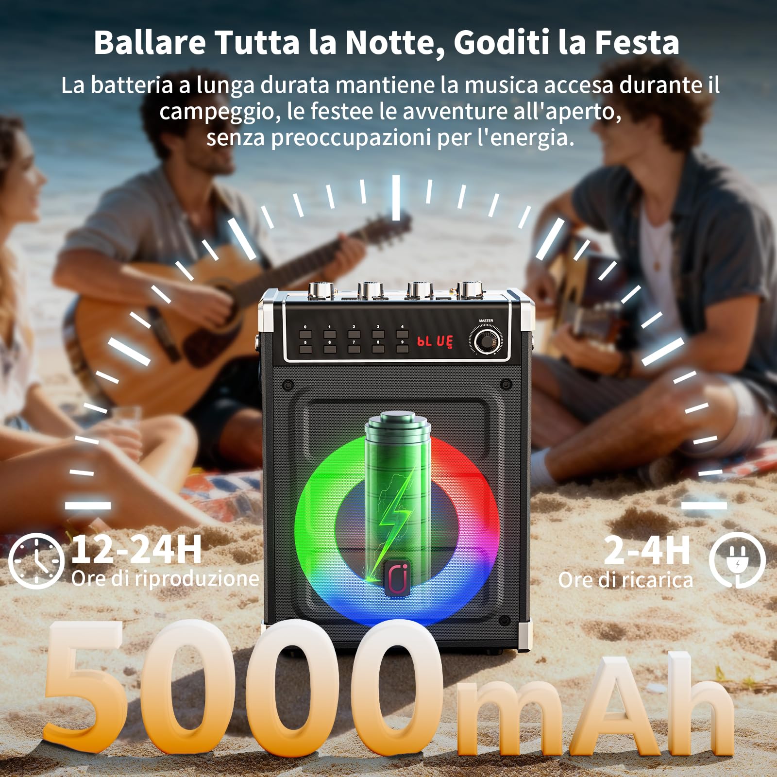 JYX Karaoke per Adulti, 380W Potenza Altoparlanti Karaoke Professionali con 2 Microfoni Wireless e Luci DJ Feste, Sistema PA Portatile Compatibile con TWS/AUX/FM/USB/TF/Radio FM/REC