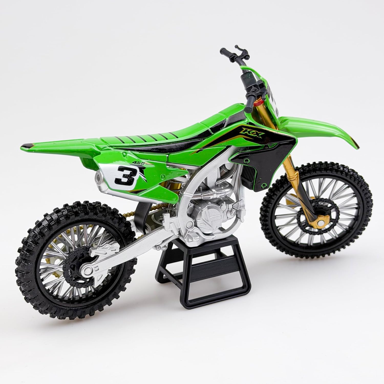 Dirt Bike Motorcycle Model – 1:12 Scale Diecast Green NO.3 Motocross Motorbike with Realistic Details, Alloy Body, Display Gift for Enthusiasts