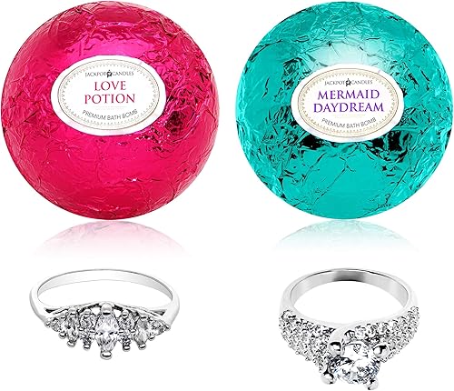 Mermaid Love Potion - Juego de 2 bombas de baño con anillo sorpresa dentro de cada una fabricada en Estados Unidos