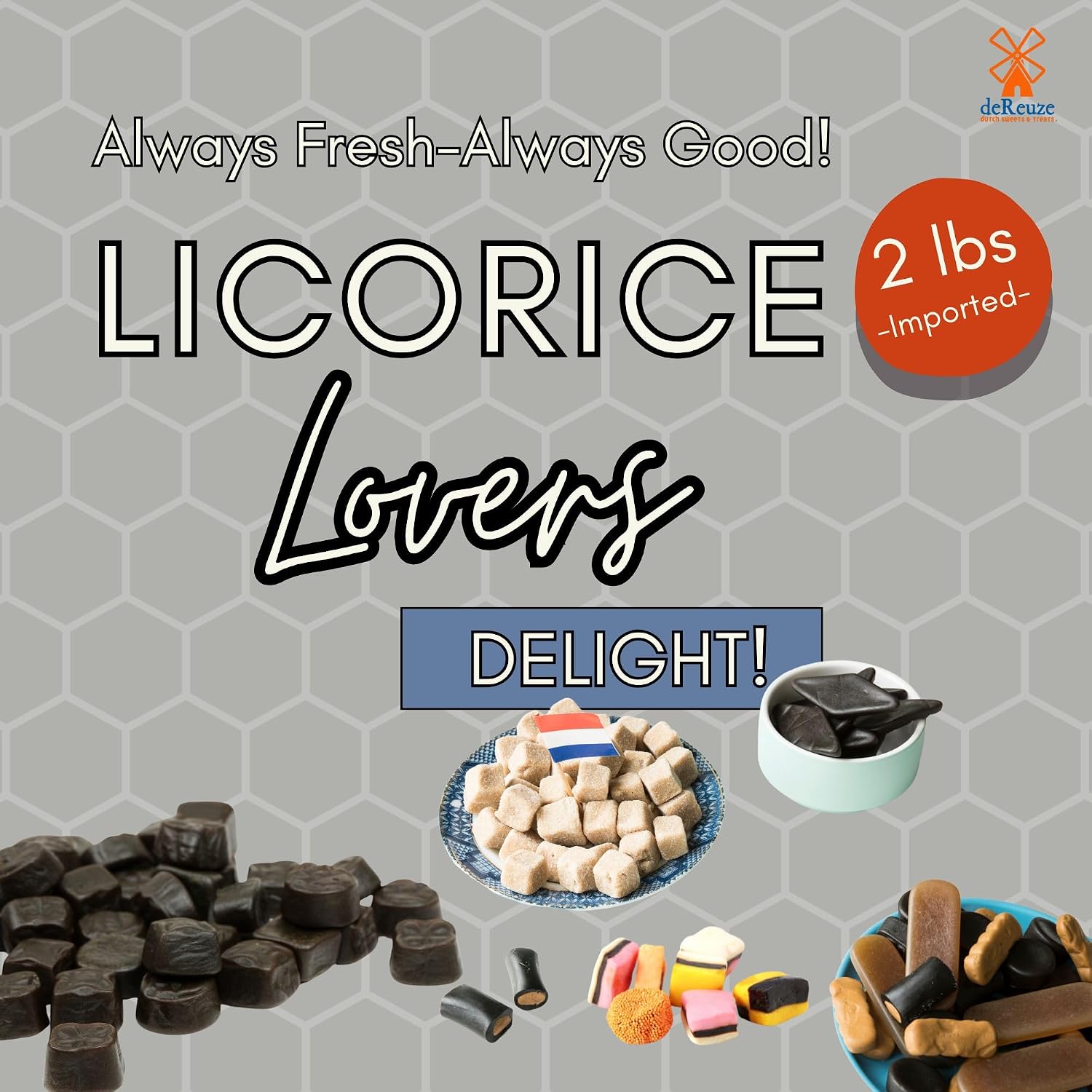 DeReuze Dutch Licorice Candy From the Netherlands up to 4 lbs Black Licorice Sampler Salty and Sweet Assortment Includes up to 16 Varieties: Griotten, Schoolkrijt All sorts & More (Sweet Licorice- 2lbs)