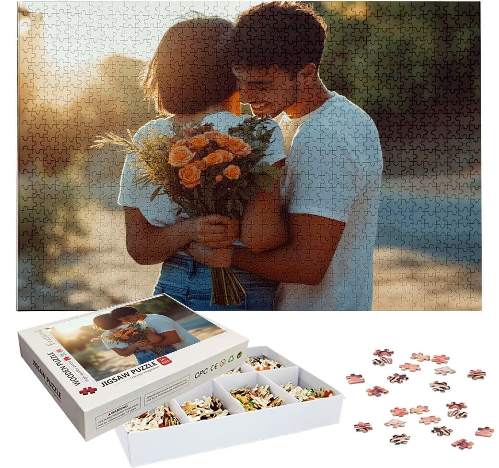 Puzzle Personalizado con Foto, Personalizada Rompecabezas Personalizado Diseña tu Logo Foto o Texto, Personalizado Navidad Halloween San Valentín Parejas Niños Familia Amigos h-3309