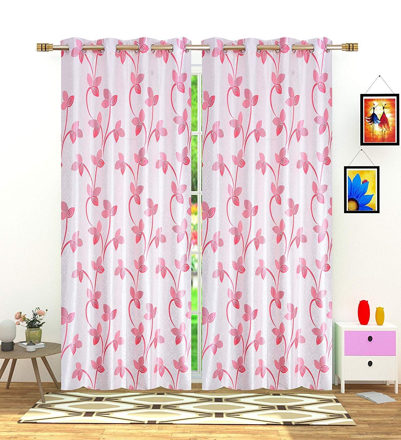 HOME UTSAV Premium Pearl Printed Curtains for Long Door 9 Feet, Pack of 1, Pink (B0B54XDYSV) Amazon Price History, Amazon Price Tracker