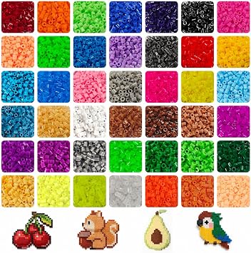 22500 Pcs Fuse Beads Bulk, 42 Colors Separately Bagged Melty Beads, 5mm | Use This Fuse Beads Kit As A Fuse Beads Refill, With Easy-Sort Color Packs For Keychains, Coasters, Bracelets And 3D Crafts
