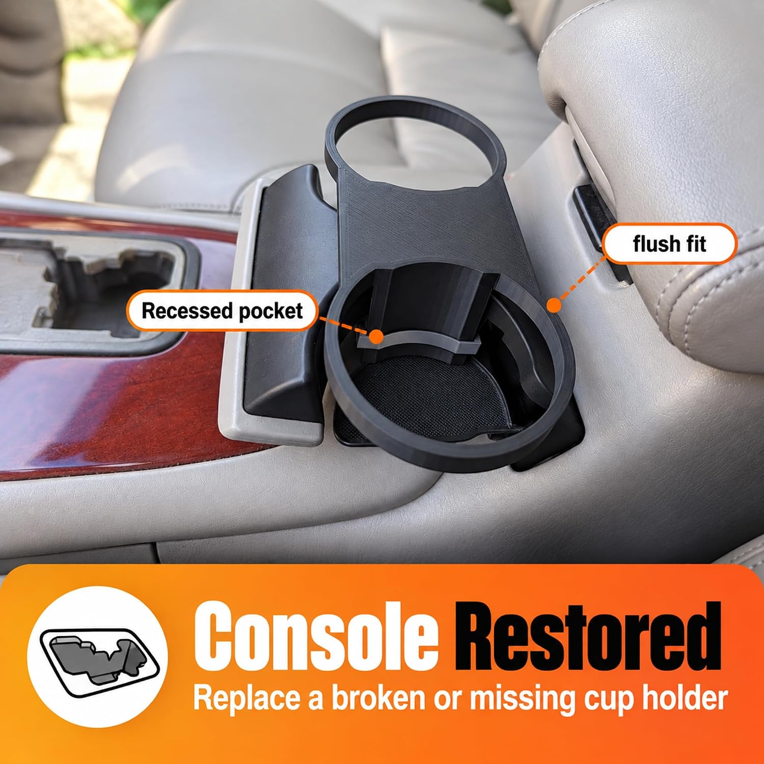 SplashNColor Cup Holder Insert for Lexus ES 300 ES 330 2002-2006 – Snap-in Center Console Replacement | Direct Fit Drink Holder | No Tools or Modifications Needed