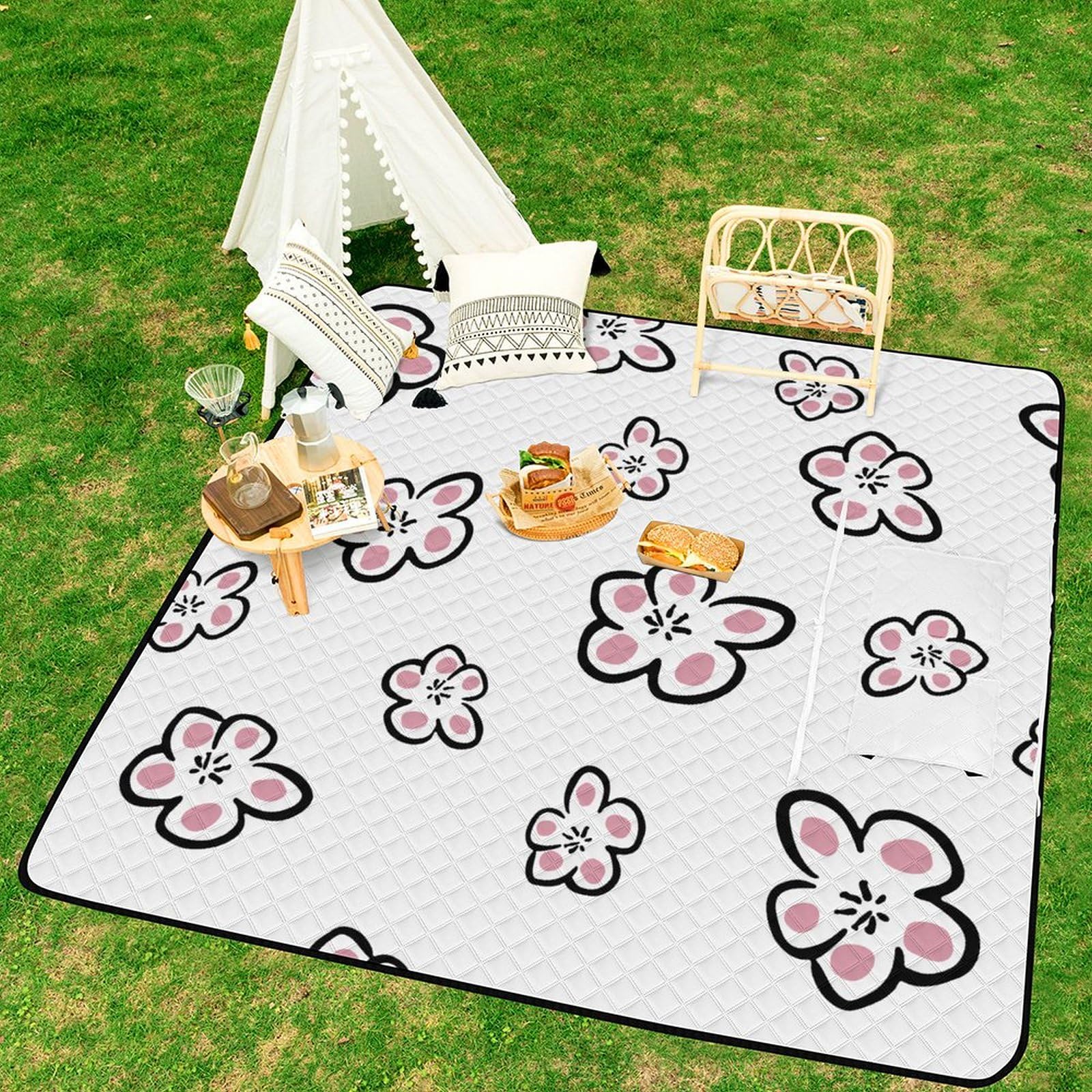 3D Stampa Fiore Coperta Picnic Impermeabile Stuoia Spiaggia Pieghevole Coperta Da Picnic Per Pic-nic, Spiaggia, Campeggio, Parco, Giardino, Estate 200x200cm