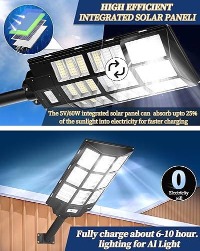 Miniatura 2 de Ofuray Of-7200W Luz solar de calle al aire libre-3000K4000K6500K Luz de inundación de seguridad al aire libre, IP67 luces solares de estacionamiento