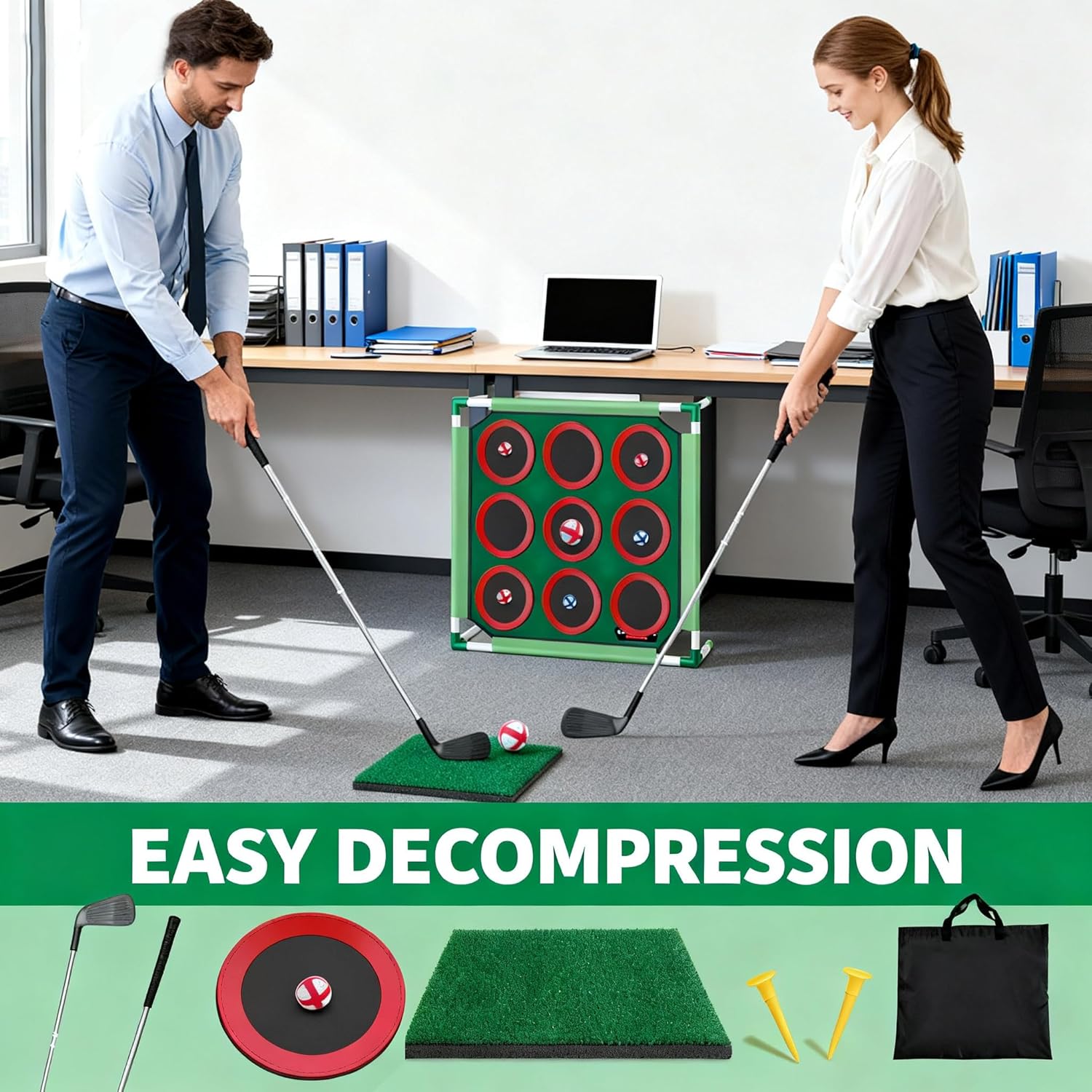 2-in-1 Backyard Golf Chipping Game Set with 40 Balls, 2 Golf Targets, 2 Hitting Mats & Clubs | Indoor & Outdoor Golf Yard Games for Adults