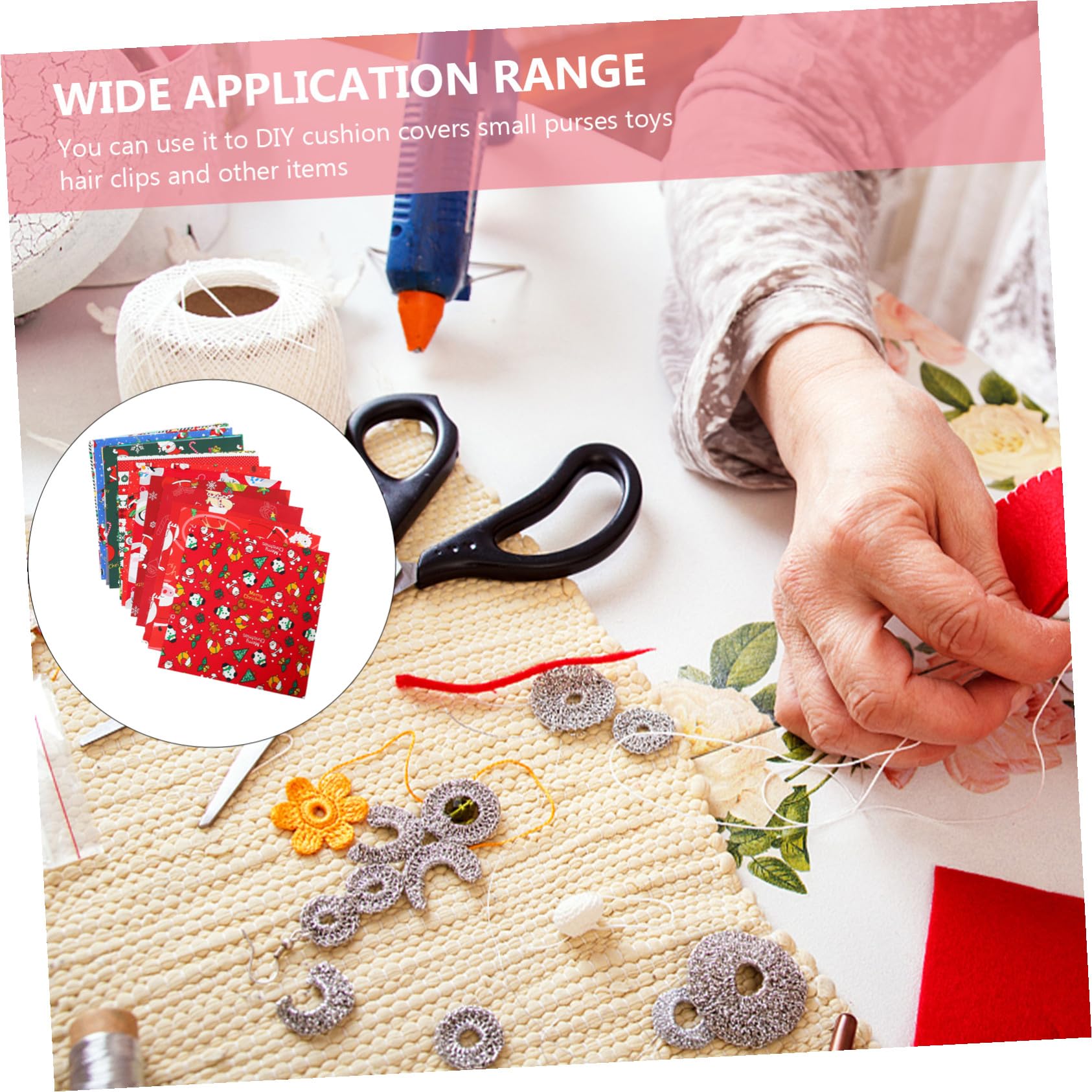 DOITOOL 60 Pezzi Stoffa Cotone Natalizia Stampata per Cucito DIY Tessuto per Decorazioni Casa e Artigianato Kit Creativo per Accessori Fatti Mano
