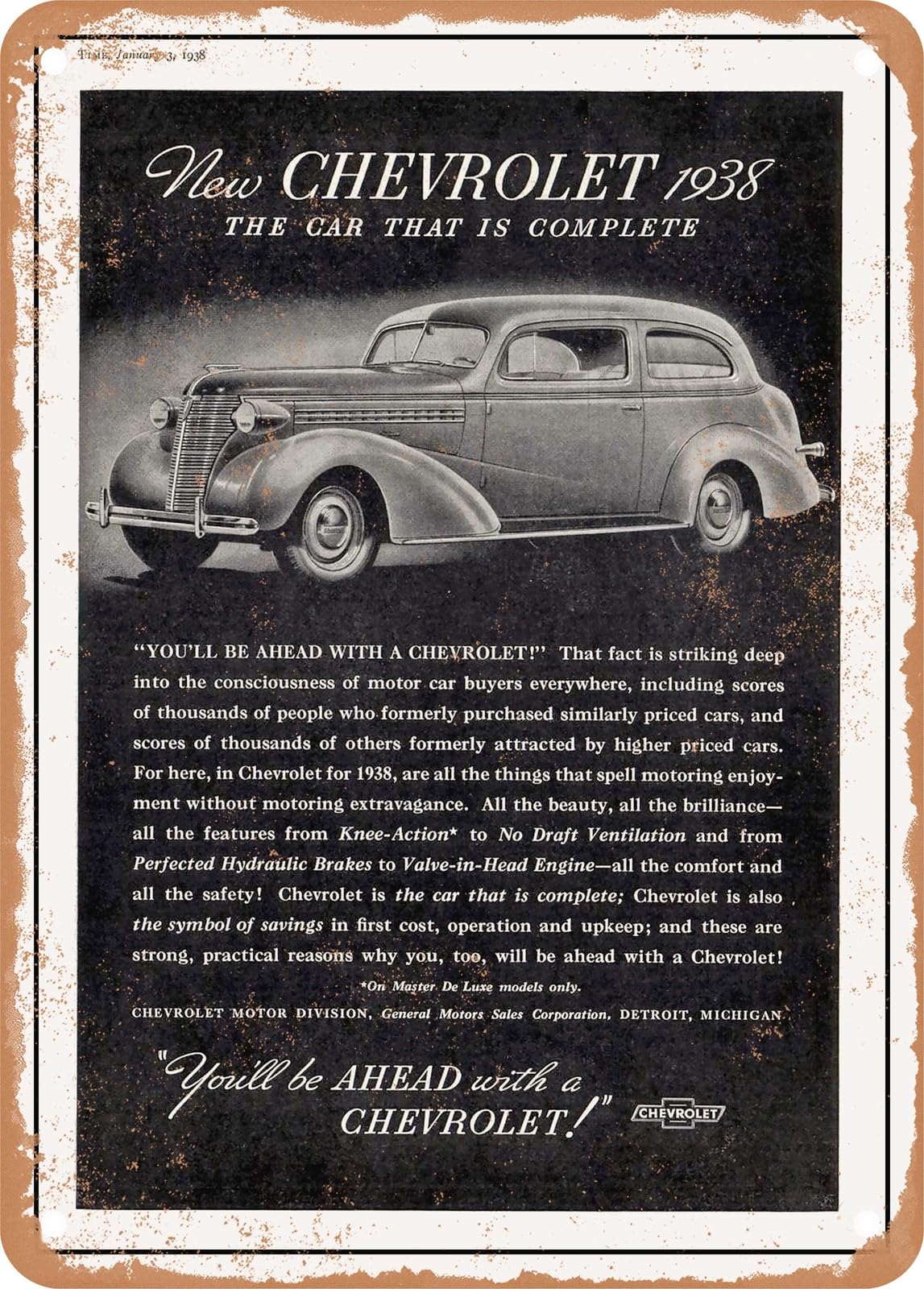 METAL SIGN - 1938 Chevy the Car That is Complete Vintage Ad home decor