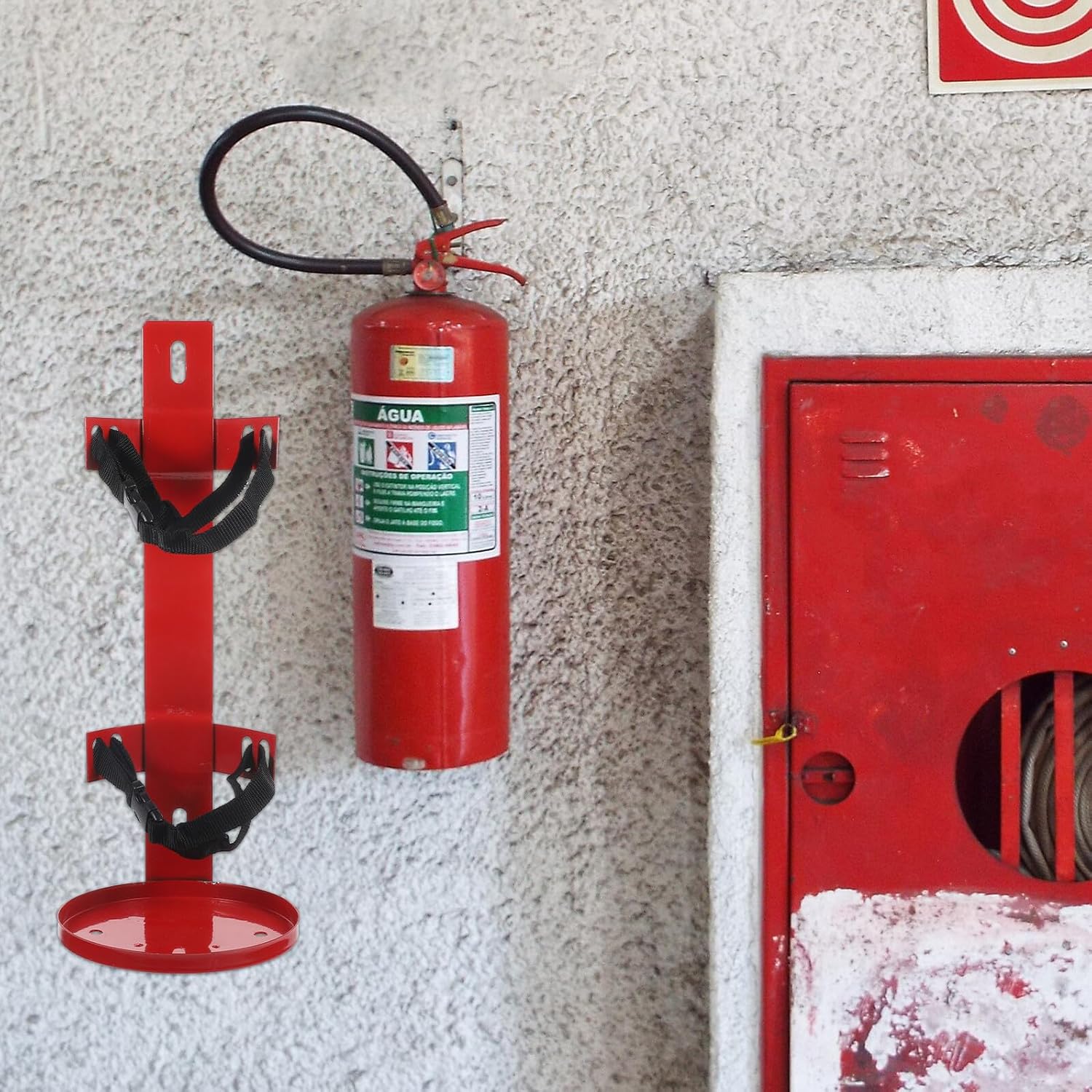 Heavy Duty Fire Extinguisher Mounting Bracket with Adjustable Straps Wall Mount Fire Extinguisher Holder Compatible with Models Easy Installation for Home Office Boat Use
