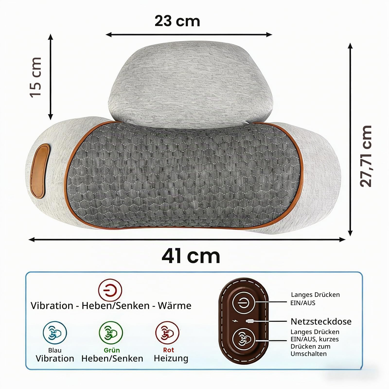 Nackenmassagegerät Elektrisch mit Wärme, 2026 Uptodate 3-in-1 Nackenmassagekissen, Entspannungskissen für Nacken Zervikales Massagekissen, Pillow Massage Neck Hump, 3 Modi (Grau)