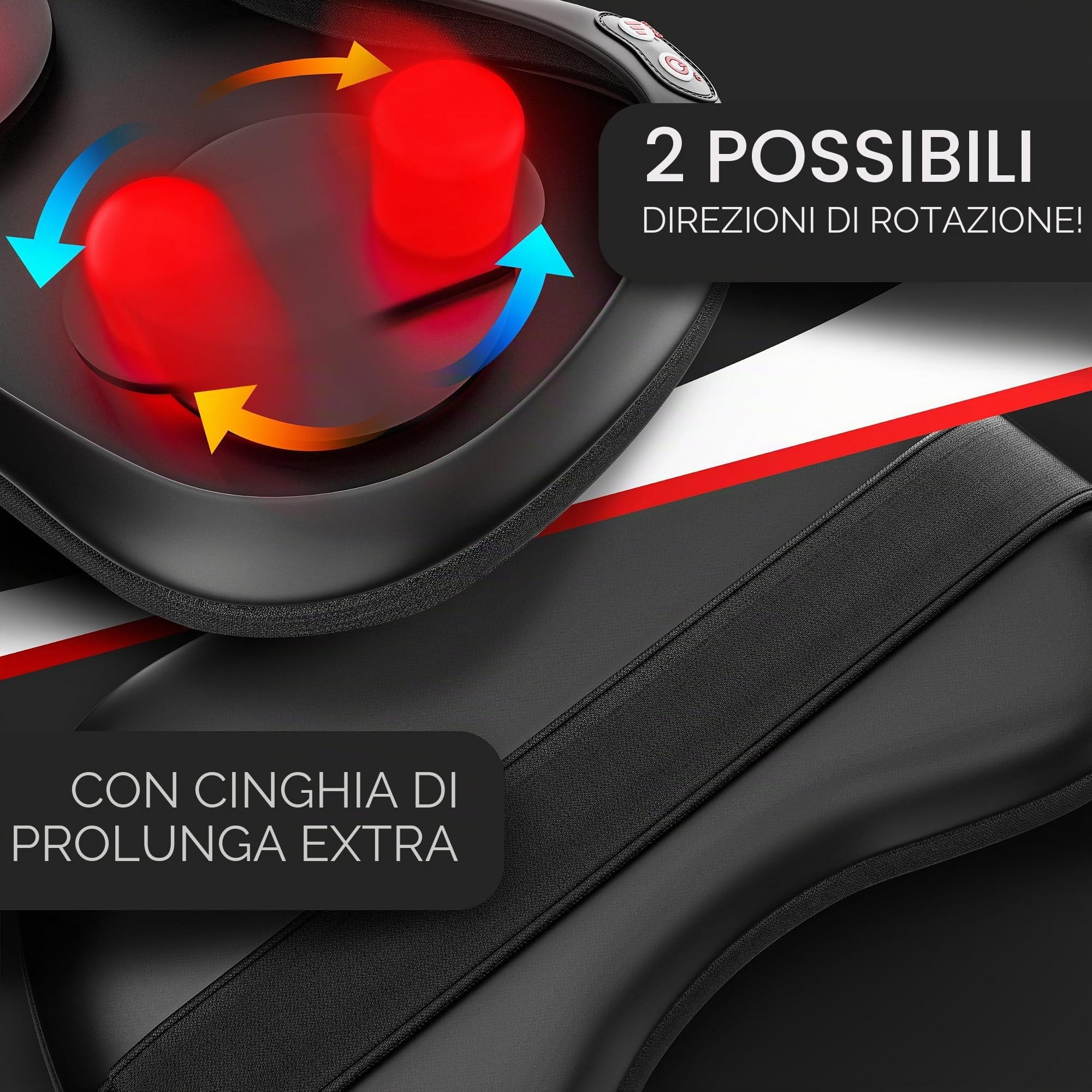 Wellax Cuscino Per Massaggio Rilassante Con Funzione Di Calore E Rotazione A 360 ° - Dispositivo Per Massaggi Shiatsu Con 3 Velocità Per Spalle E Schiena - Massaggiatore Per Il Collo (Nero)