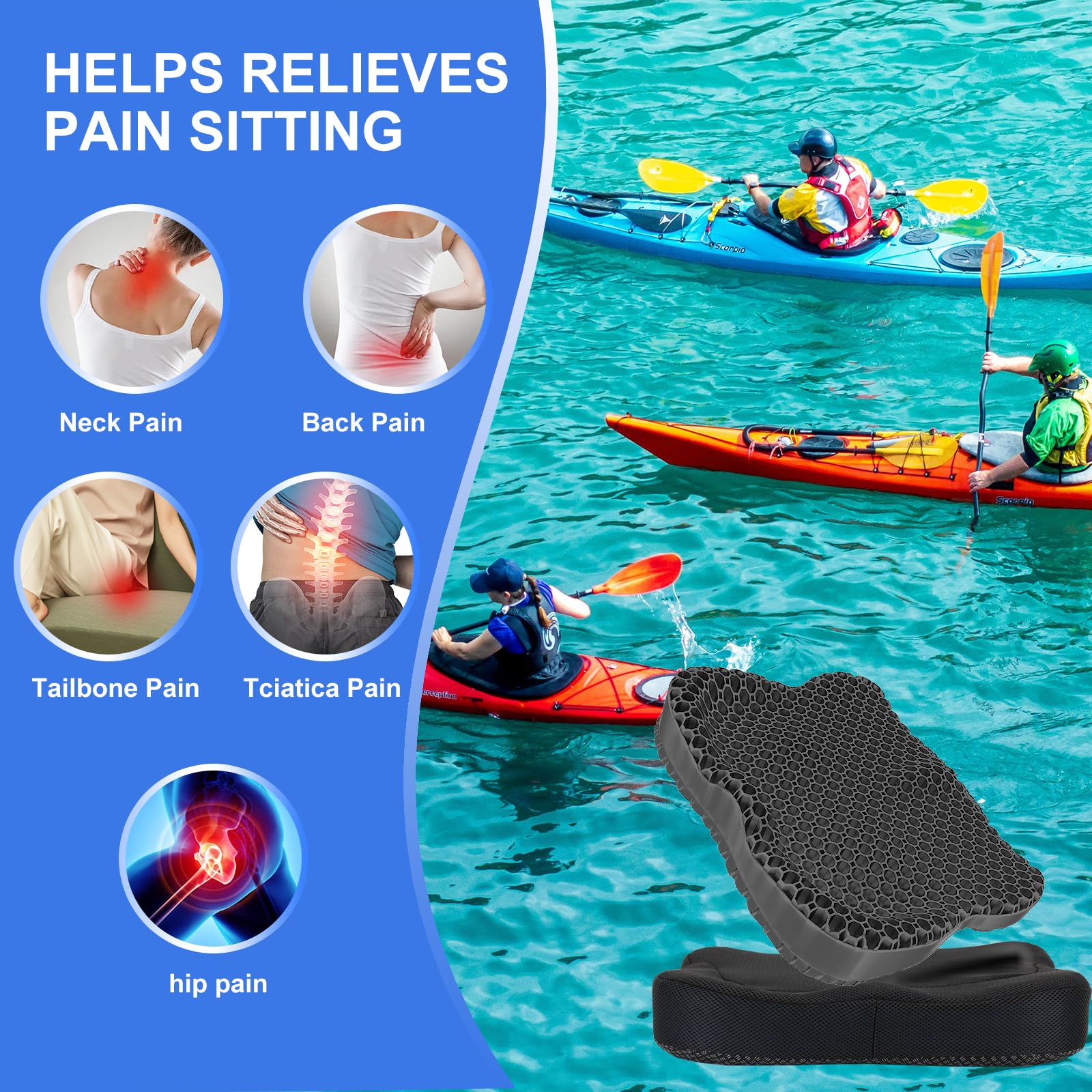 Cuscino da seduta in gel, per sedersi a lungo, per alleviare il dolore alla schiena, sciatica, coccige, sedia da ufficio, sedia a rotelle, auto (a forma di farfalla)