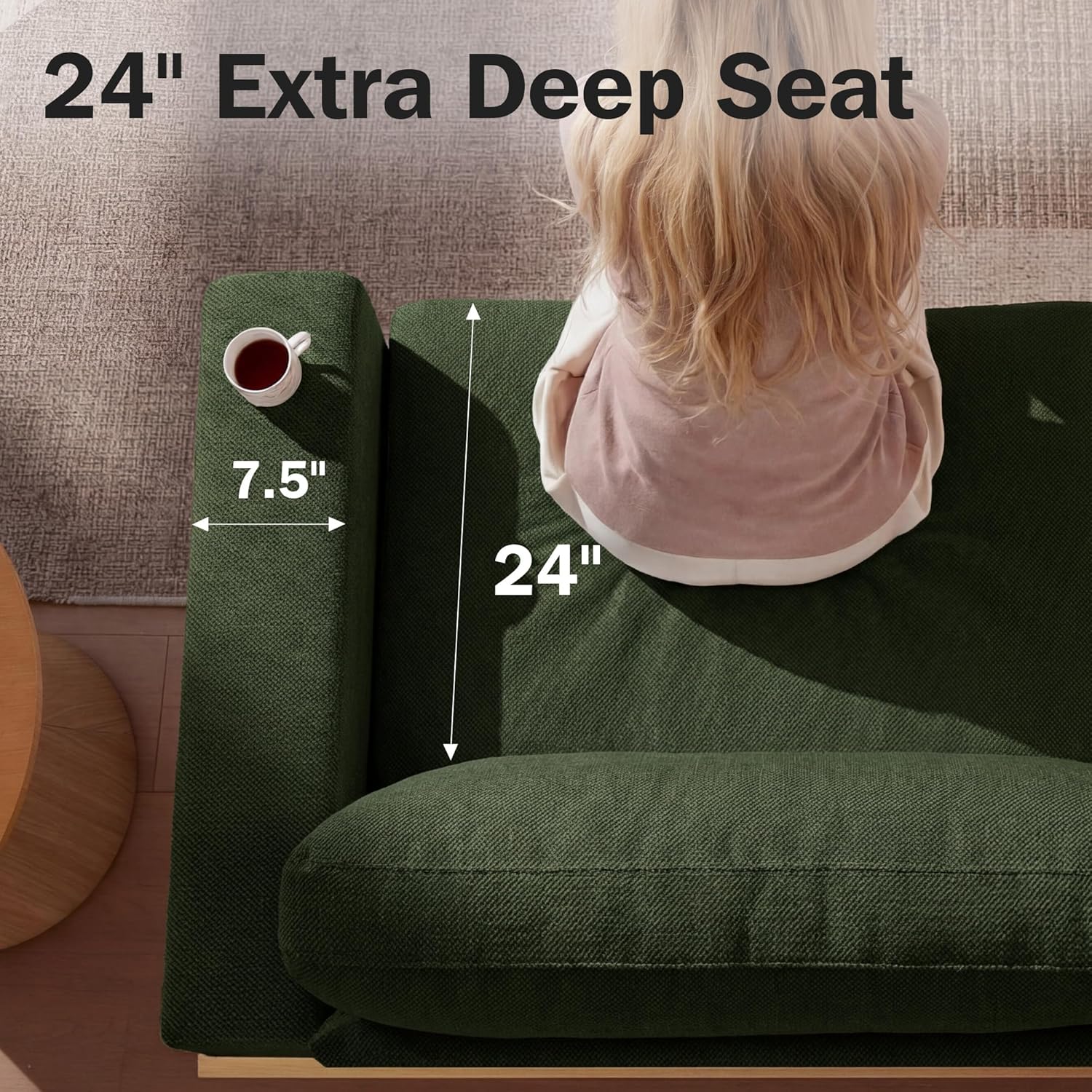 WEUP 42" Accent Chair for Living Room,Oversized Wide Single Sofa Chair,Chenille Fabric Armchair,Solid Wood Frame,Washable Covers，Spring Cushions,Easy Assembly for Small Spaces,Green