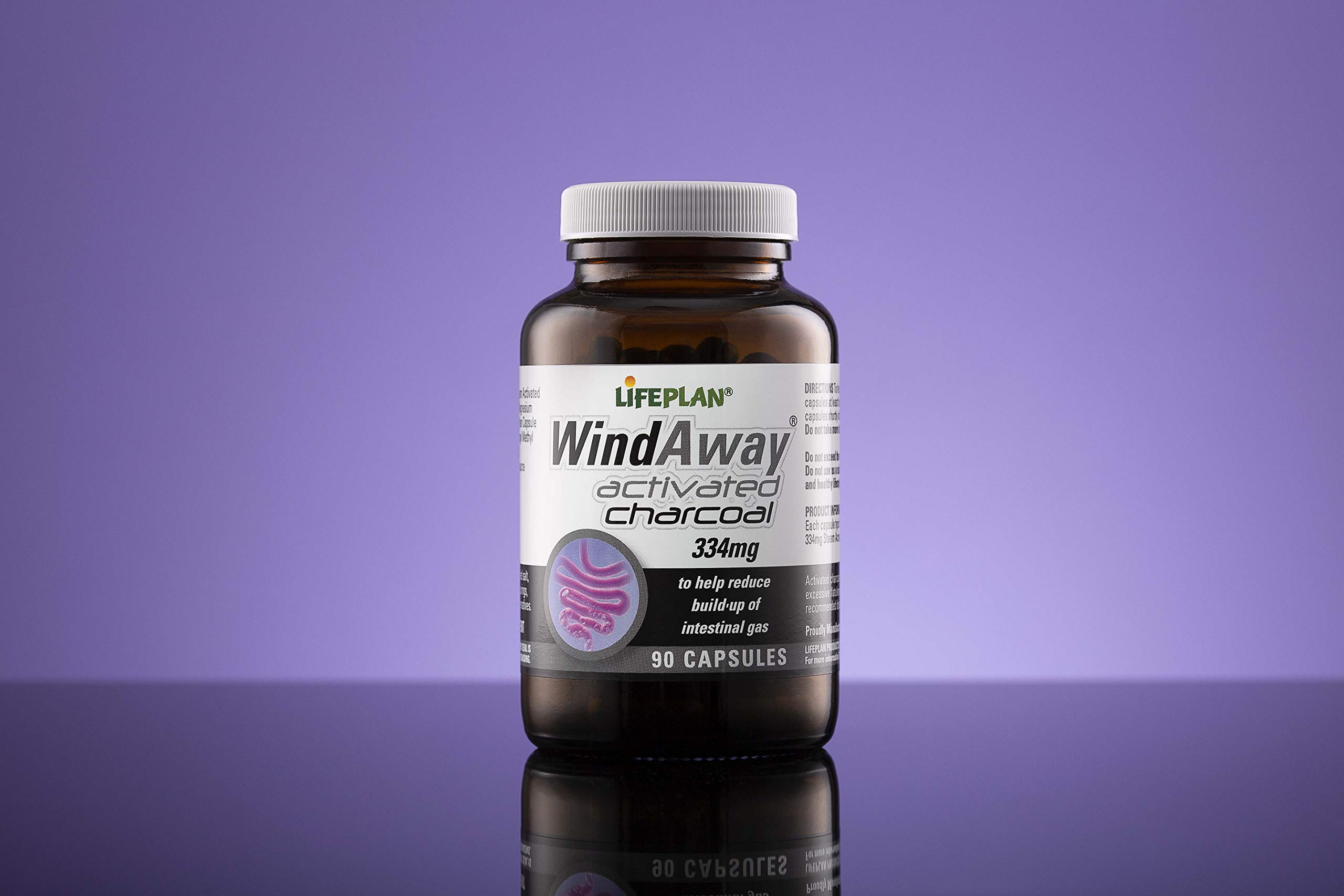Lifeplan WindAway Rapid Release Activated Charcoal 334mg Supplement — (90 Capsules) — to Help