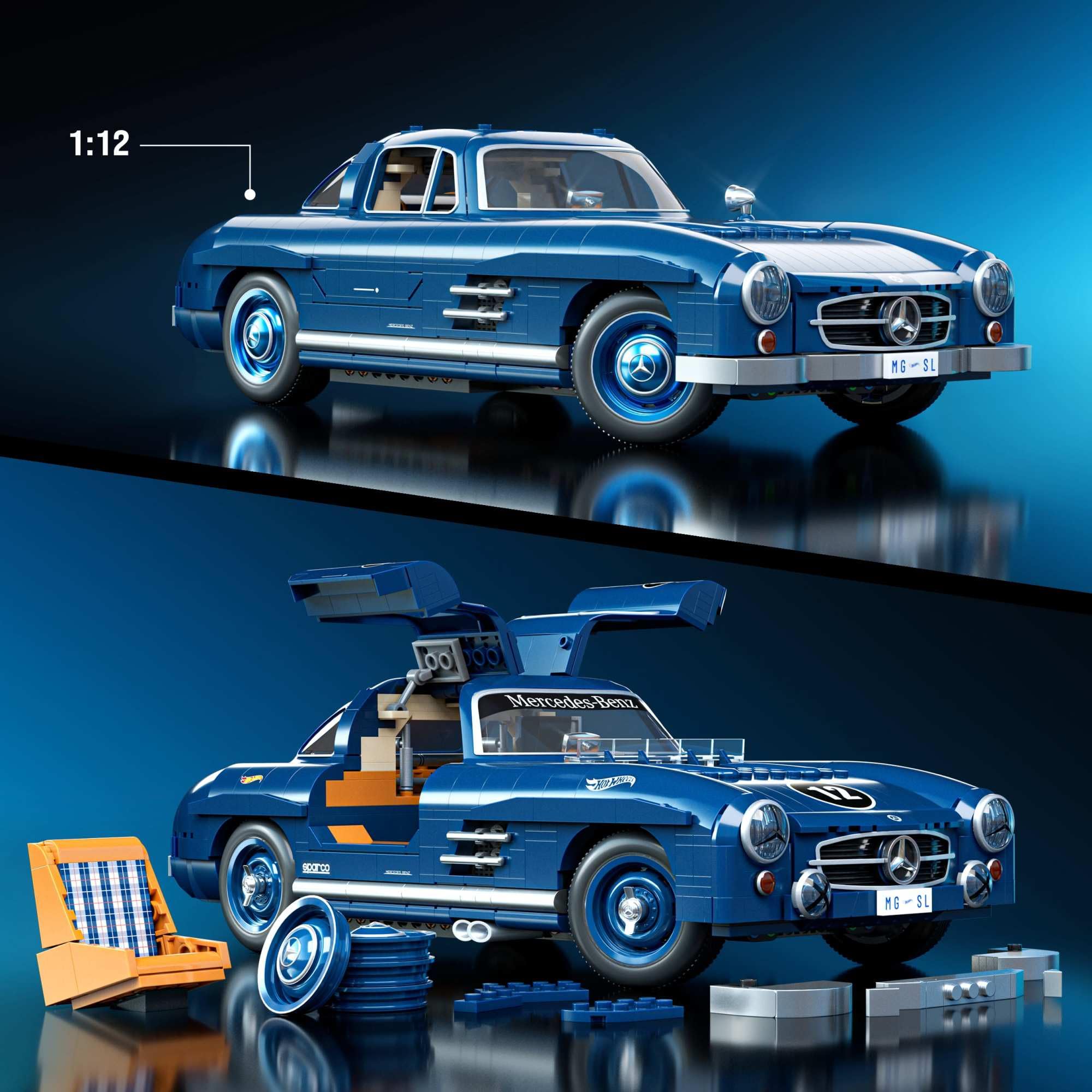 マテル ブリックショップ ホットウィール プレミアムシリーズ 300SL Mattel Brick Shop Hot Wheels Premium Series Building Set, Mercedes