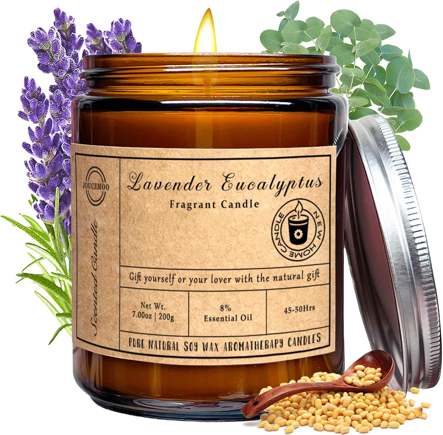Scented Candles – Lavender Eucalyptus Candles for Home Scented, 7oz Soy Wax Aromatherapy Candle for Stress Relief and Relaxation Anxiety, Non Toxic, Birthday Gifts for Women Men, Mothers Day Gifts