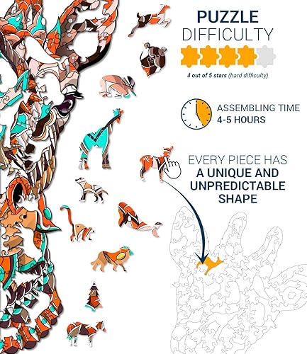 Miniatura 2 de Hodslen Woods - Rompecabezas de madera de animales para niños (más de 12 años), adultos, adolescentes, familia rompecabezas de madera natural con
