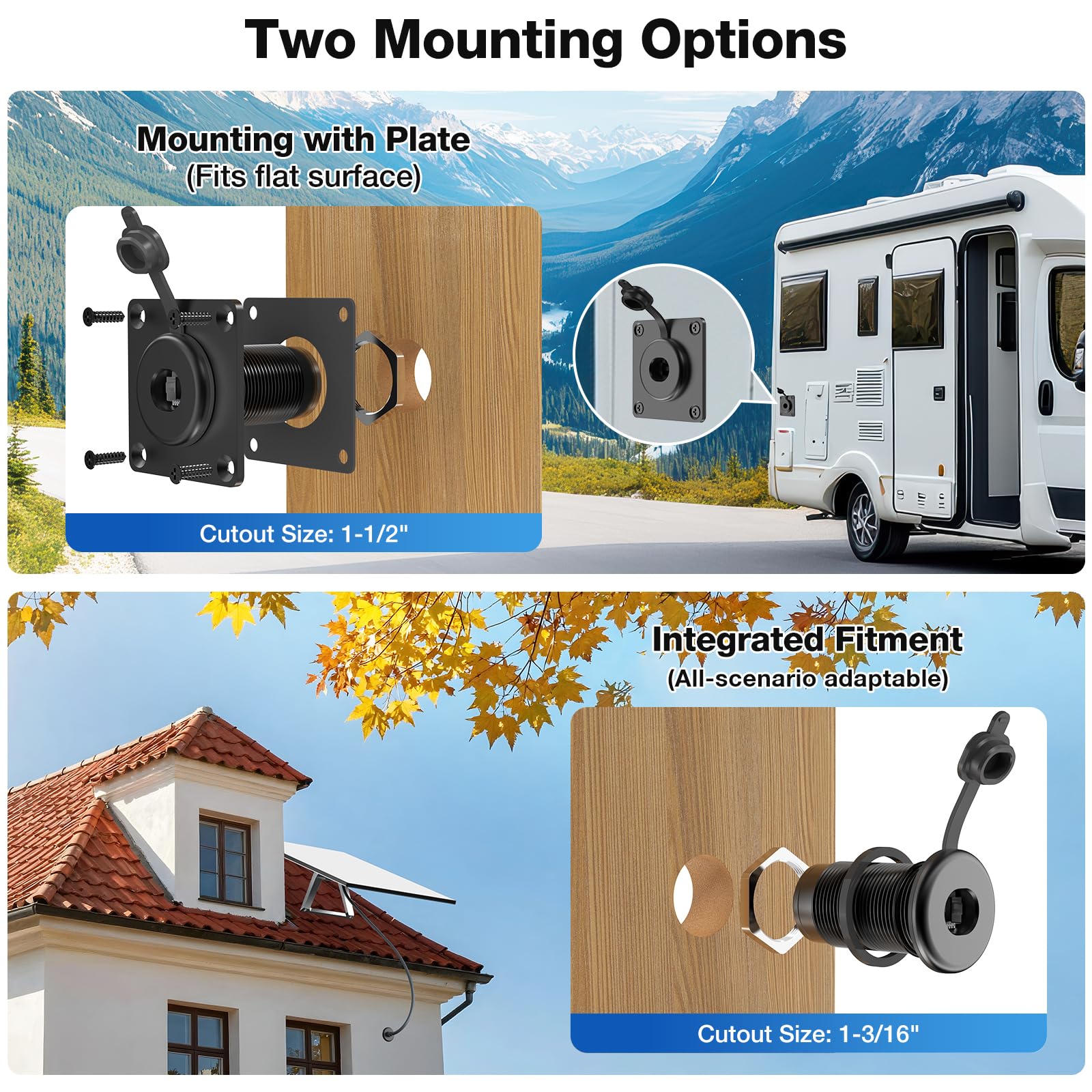 Prise murale RJ45 étanche pour Starlink Gen3/Mini, Ethernet CAT6 femelle vers femelle en aluminium, connecteur de panneau étanche IP68 pour camping-car, remorque hors réseau