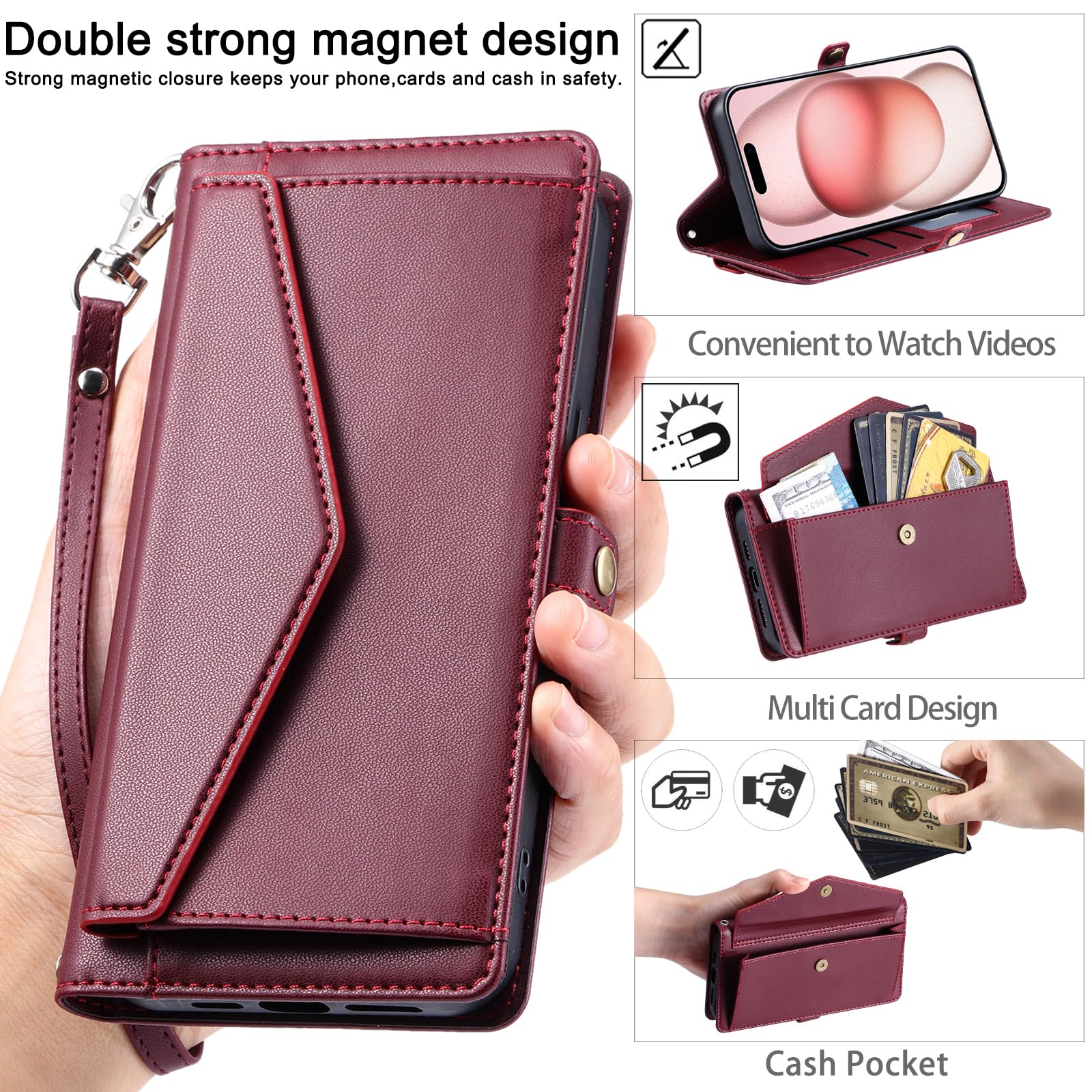 Cover Portafoglio In Pelle Per Huawei P30 Pro – Con Porta Carte E Supporto – Farfalla Verde - 4